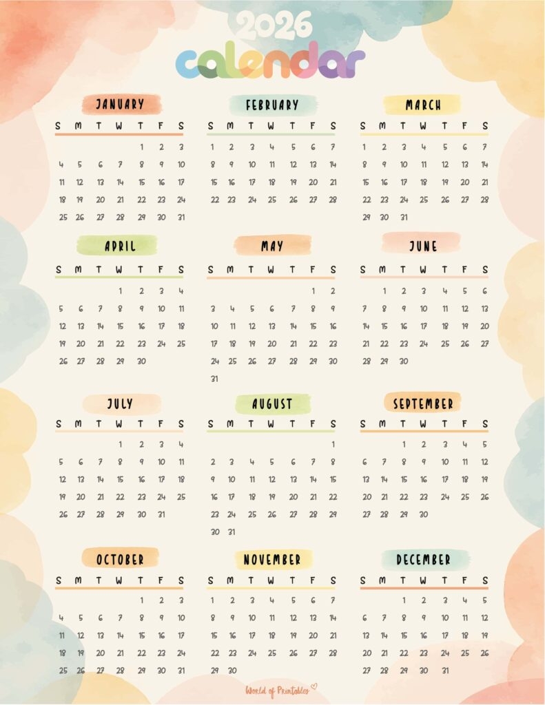 2026 Year Calendars 160 Free Styles To Download World Of 