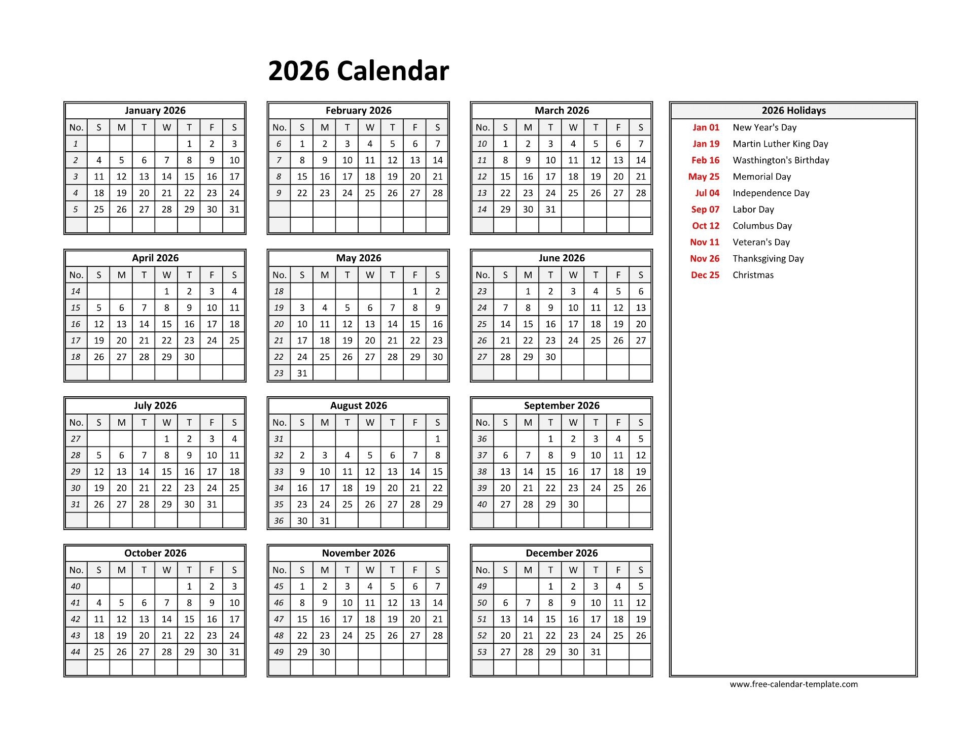 Free Printable Employee Attendance Calendar 2026