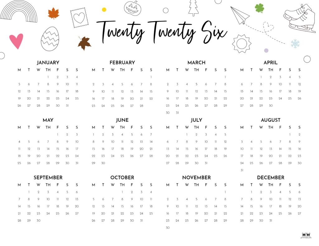 11x17 Blank Printable Calendar 2026