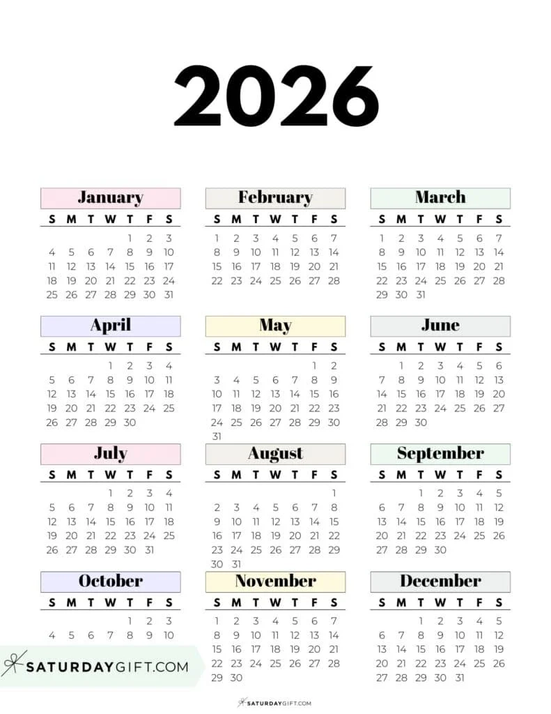 Printable 2026 26 Calendar