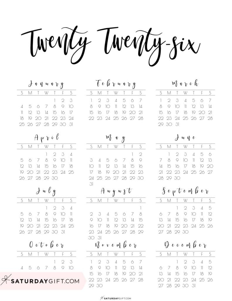 Cute 2026 Calendar Printable Free