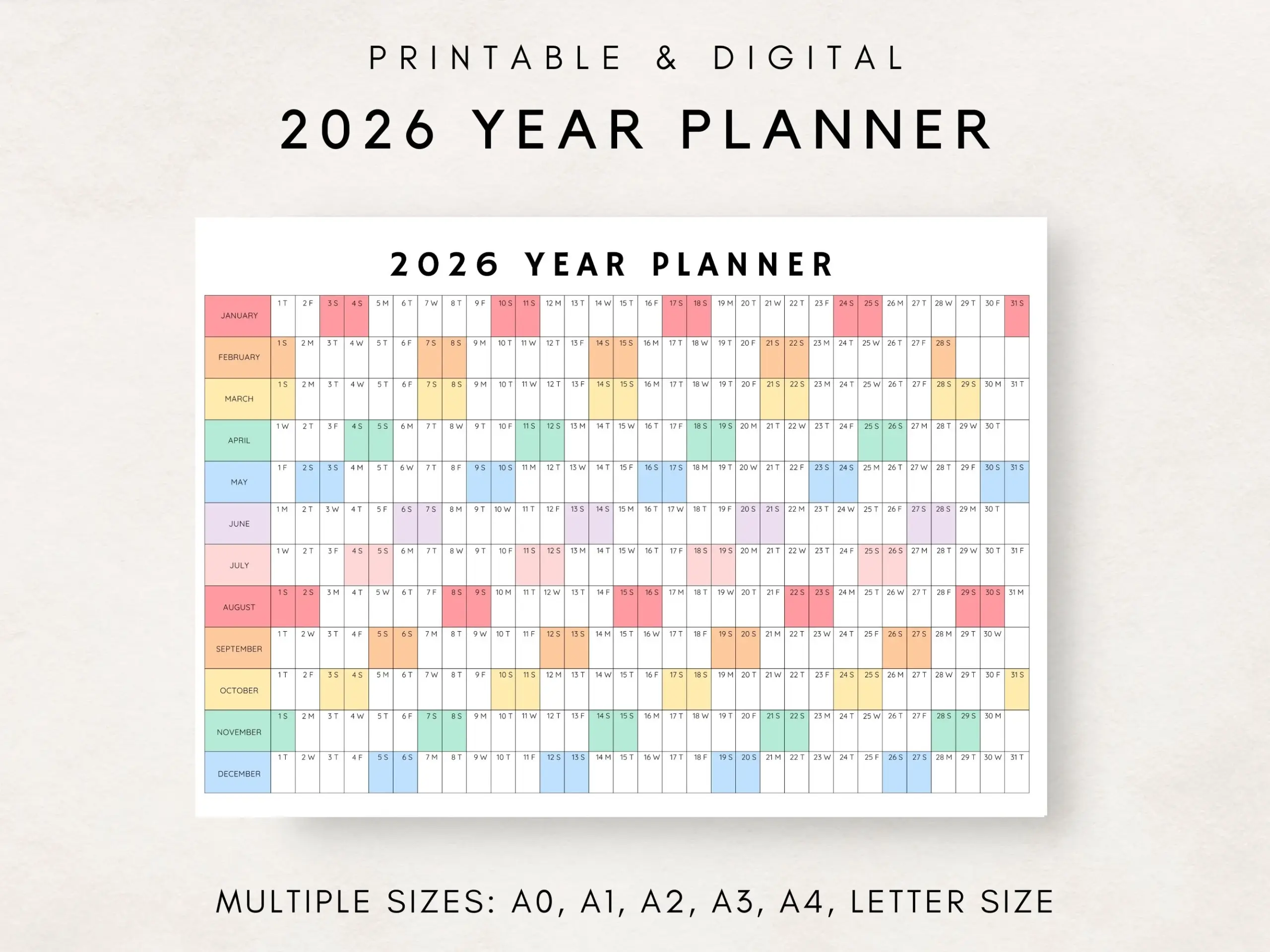 2026 Yearly Planner 2026 Year Planner Printable Yearly Planning 