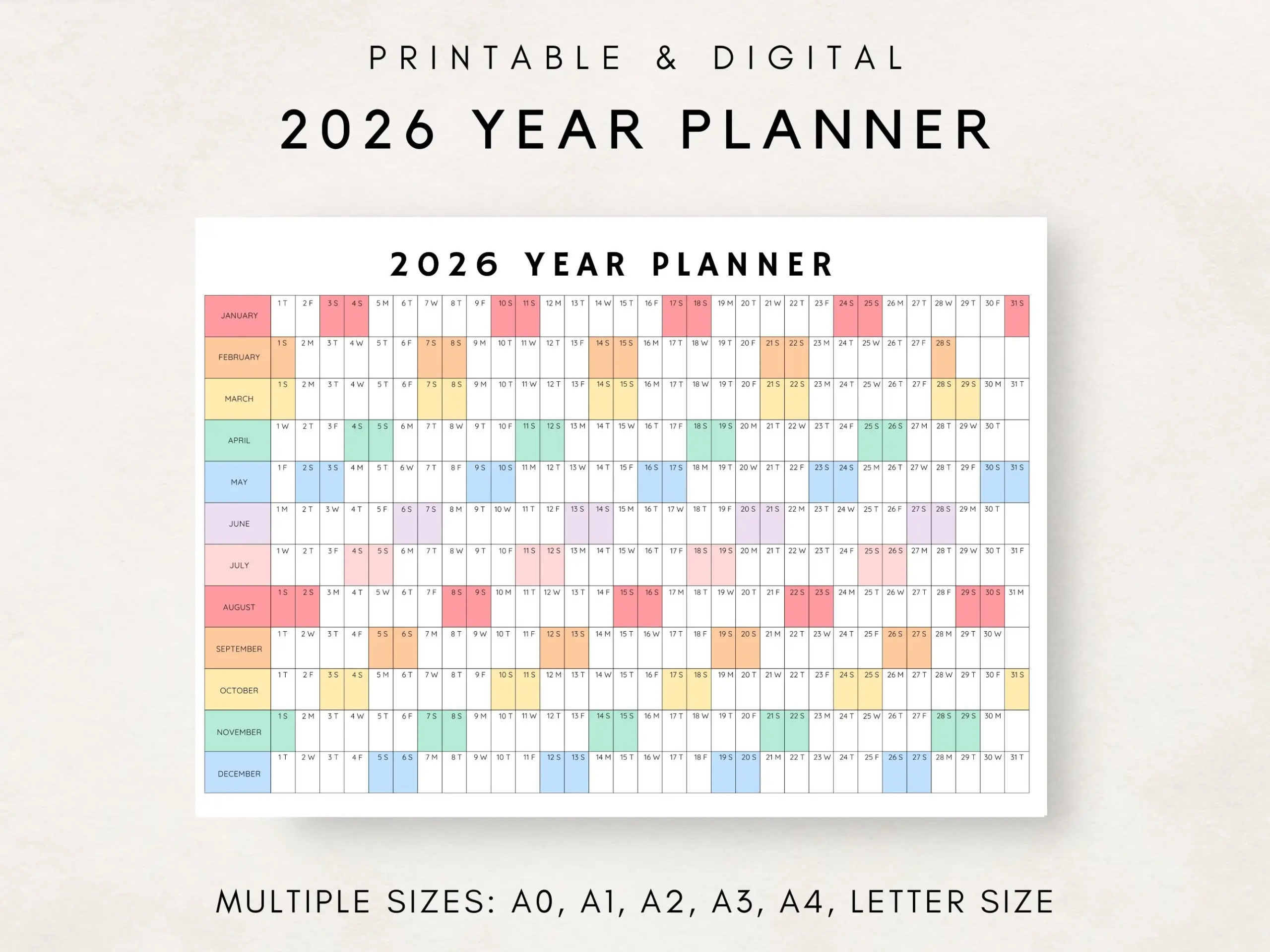 2026 Yearly Planner 2026 Year Planner Printable Yearly Planning 