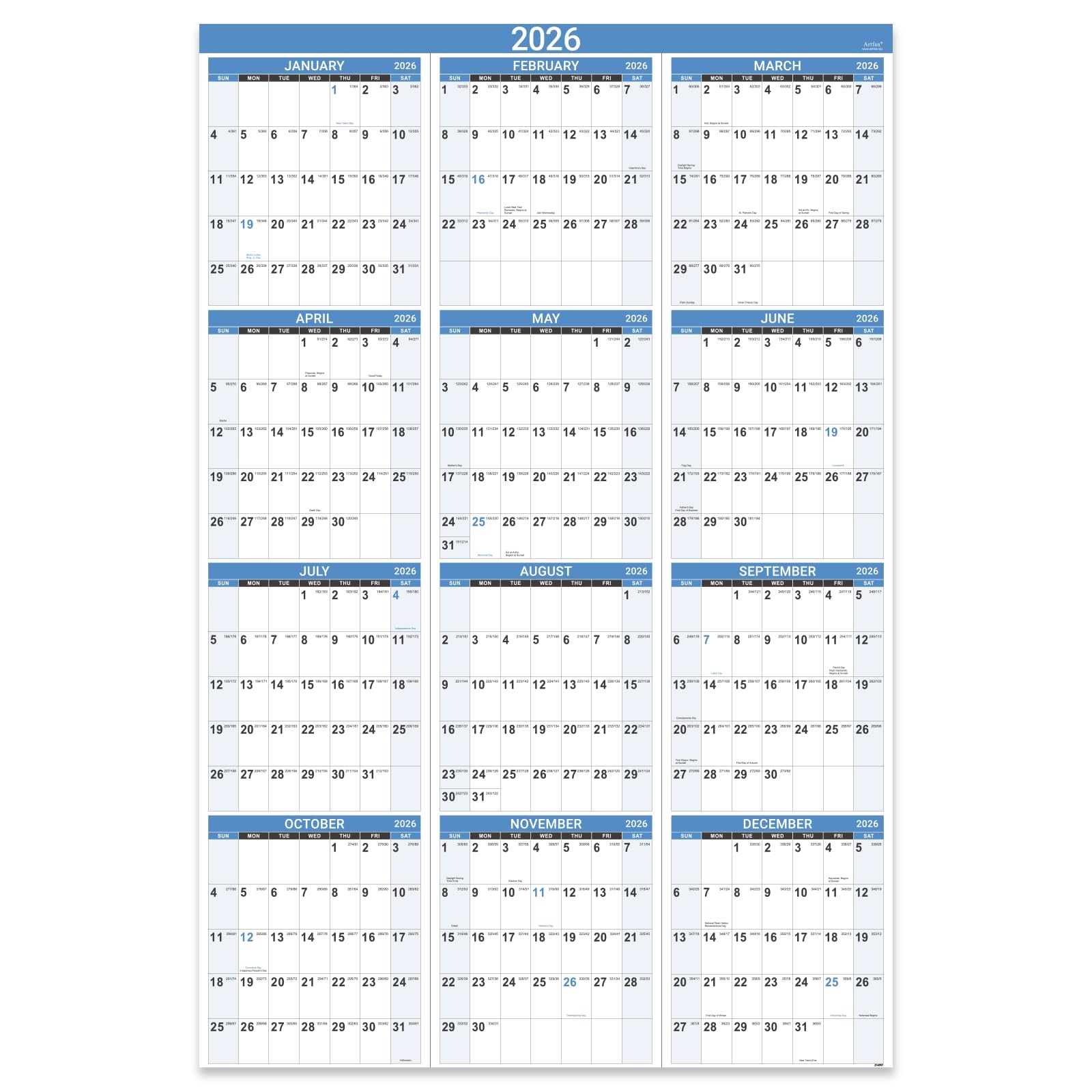 Julian Date Calendar 2026 Printable
