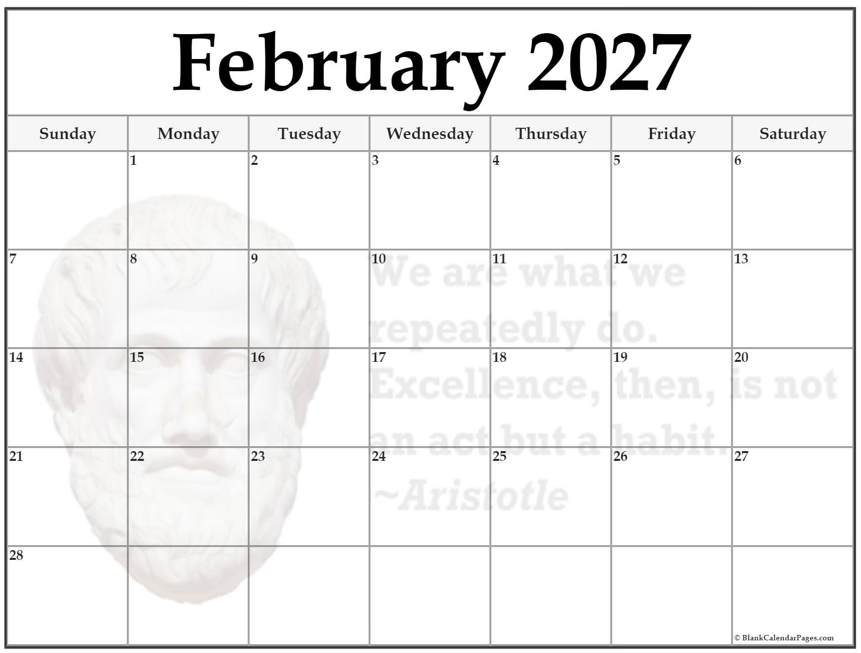 24 February 2027 Quote Calendars