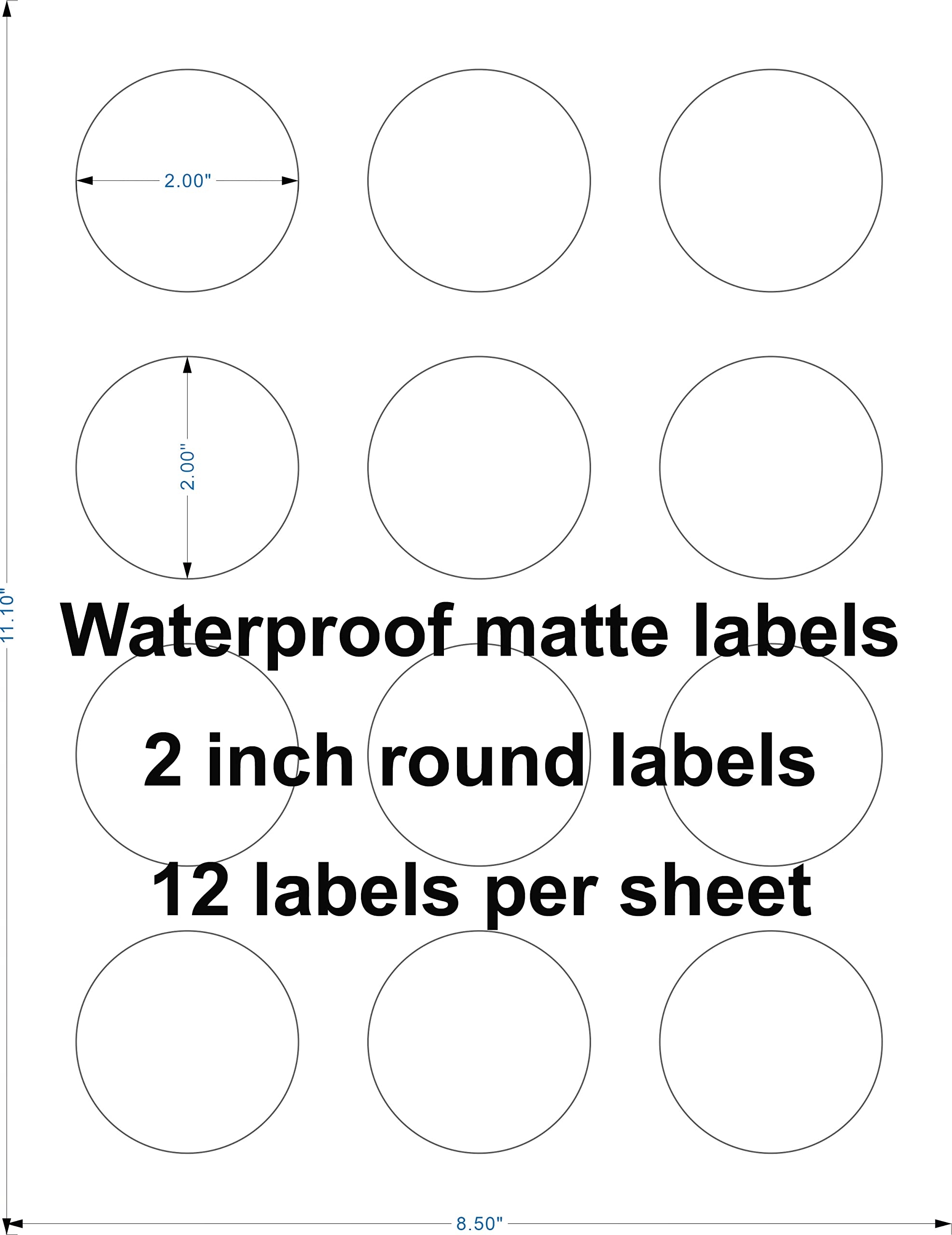 240 Circle Stickers 2 Inch Round Labels 20 Sheets Waterproof Matte 