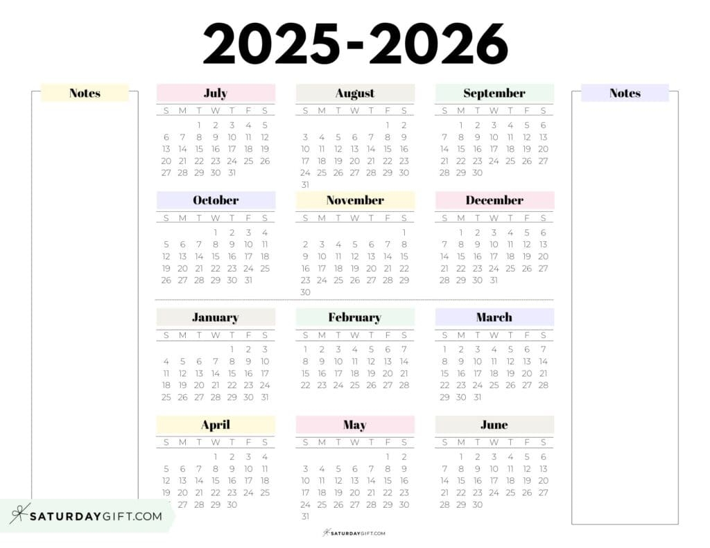 25 26 School Year Calendar Printables 17 Academic Calendars 2025 