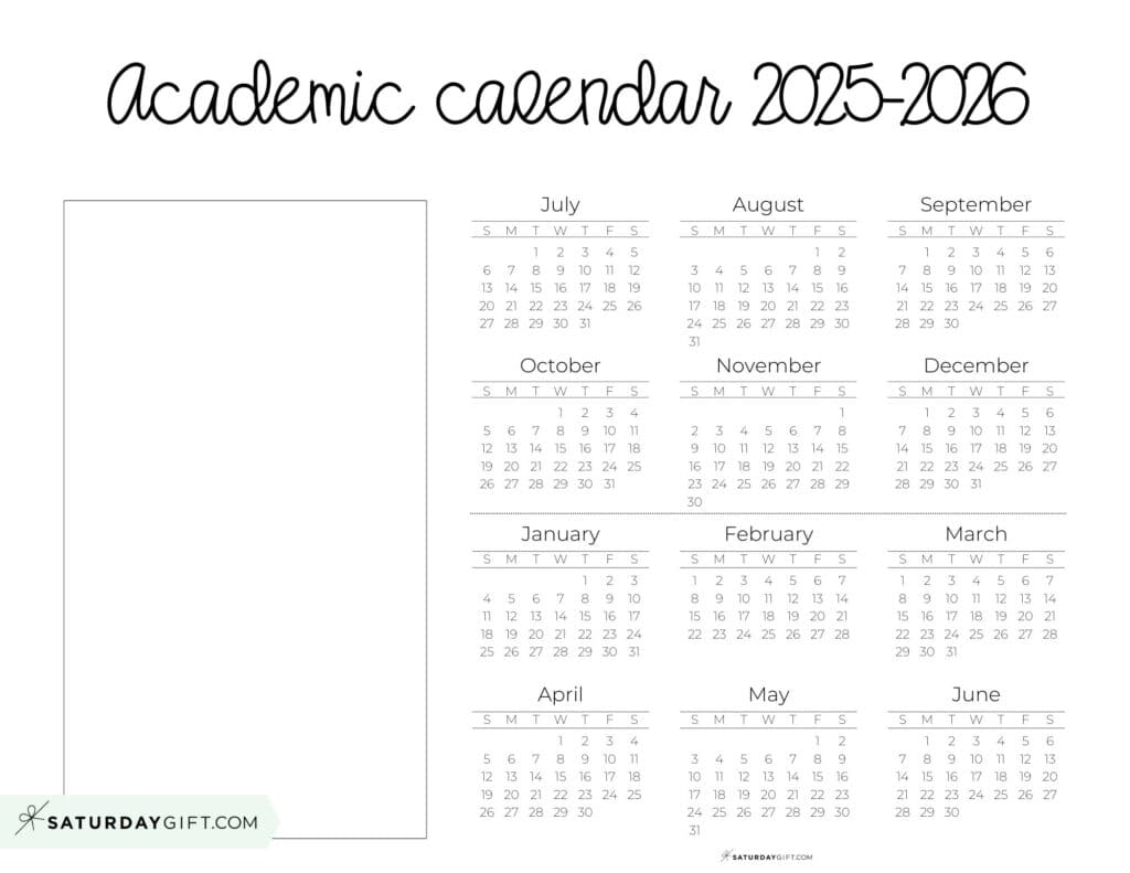 25 26 School Year Calendar Printables 17 Academic Calendars 2025 