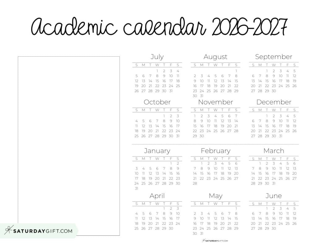 26 27 School Year Calendar Printables 17 Academic Calendars 2026 