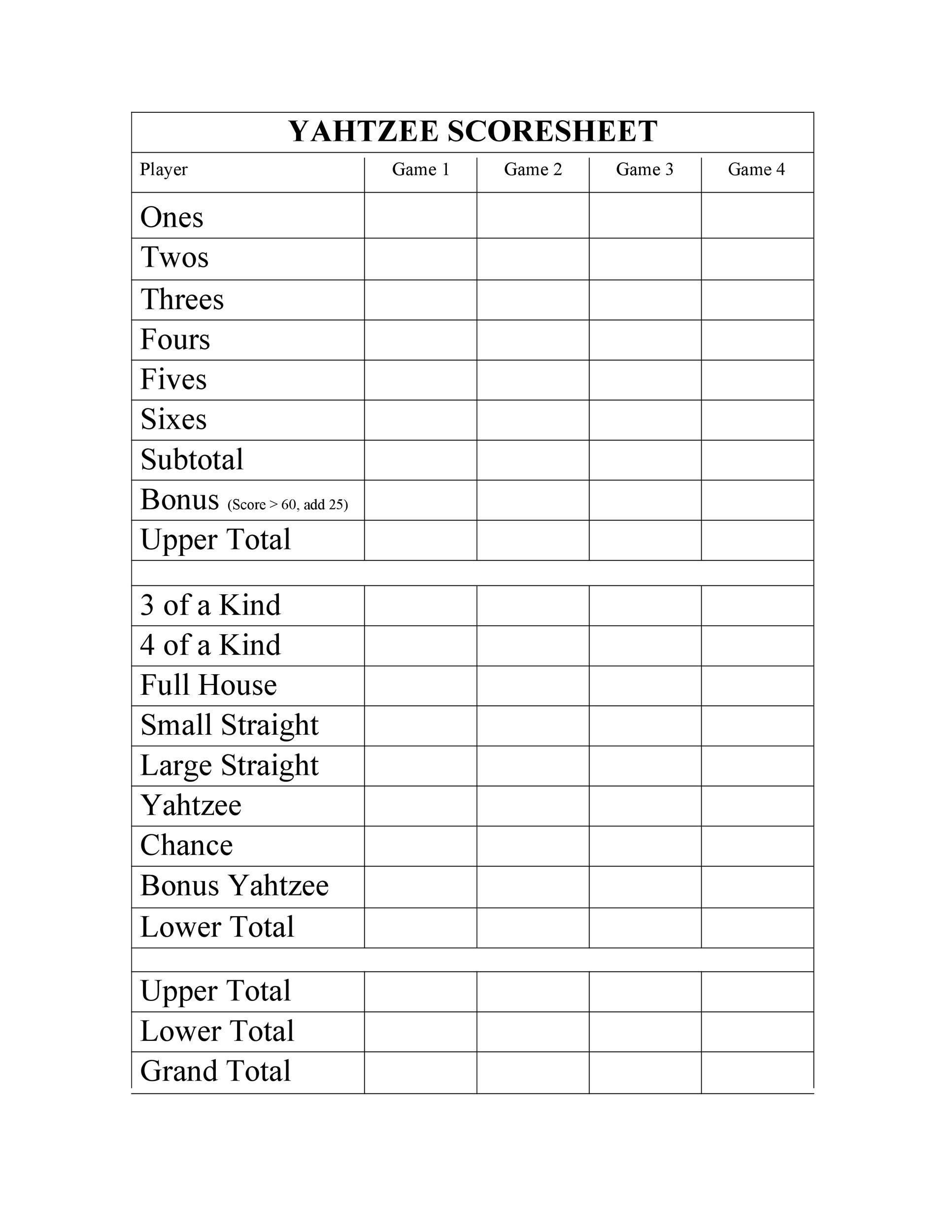 28 Printable Yahtzee Score Sheets amp Cards 101 FREE TemplateLab