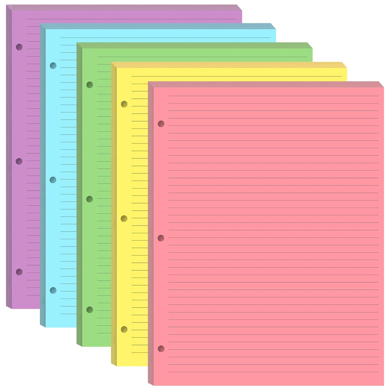 3 Hole Colorful Lined Paper 100 Sheets 200 Pages Loose Leaf 