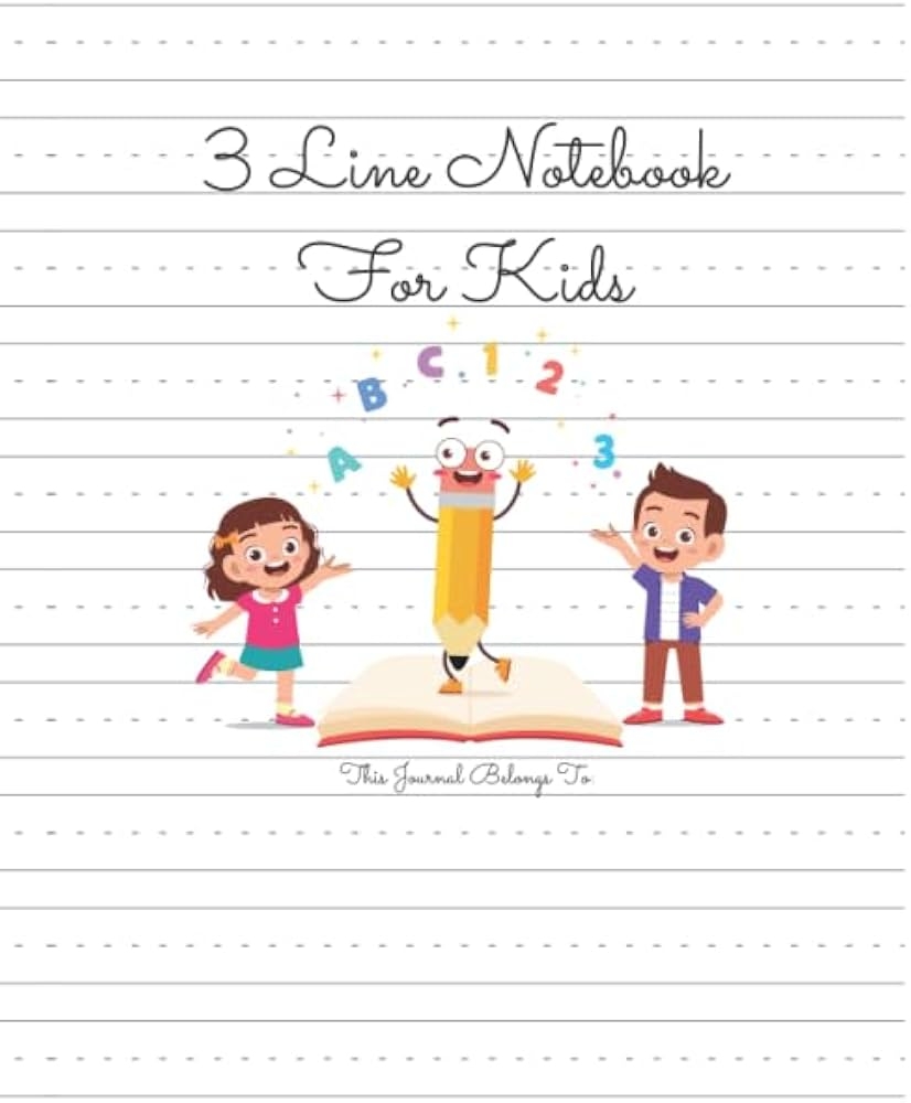 3 Line Notebook For Kids Lined Paper For Kindergarten Writing 