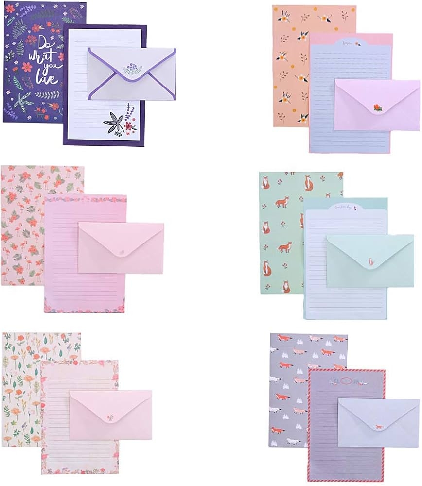 36 Pieces Beautiful Stationery Lined Stationery Paper With 18 Envelopes Stationery Set For Office Home School 6 Sets Amazon de Stationery amp 