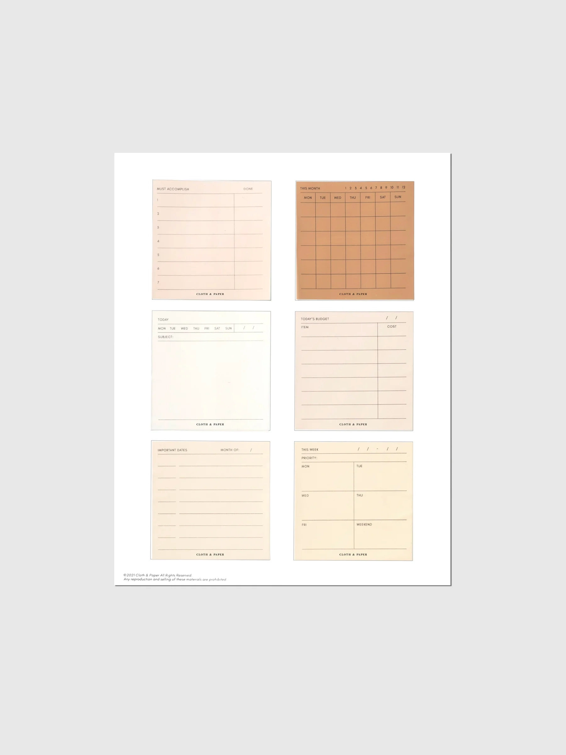 3x3 Sticky Note Printable Admin Cloth amp Paper