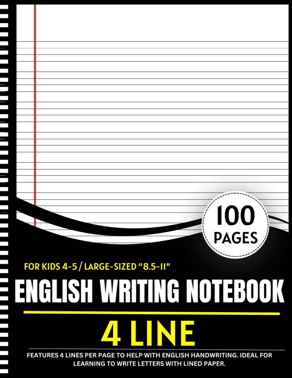 4 Line English Writing Notebook For Kids 4 5 100 page Large sized 