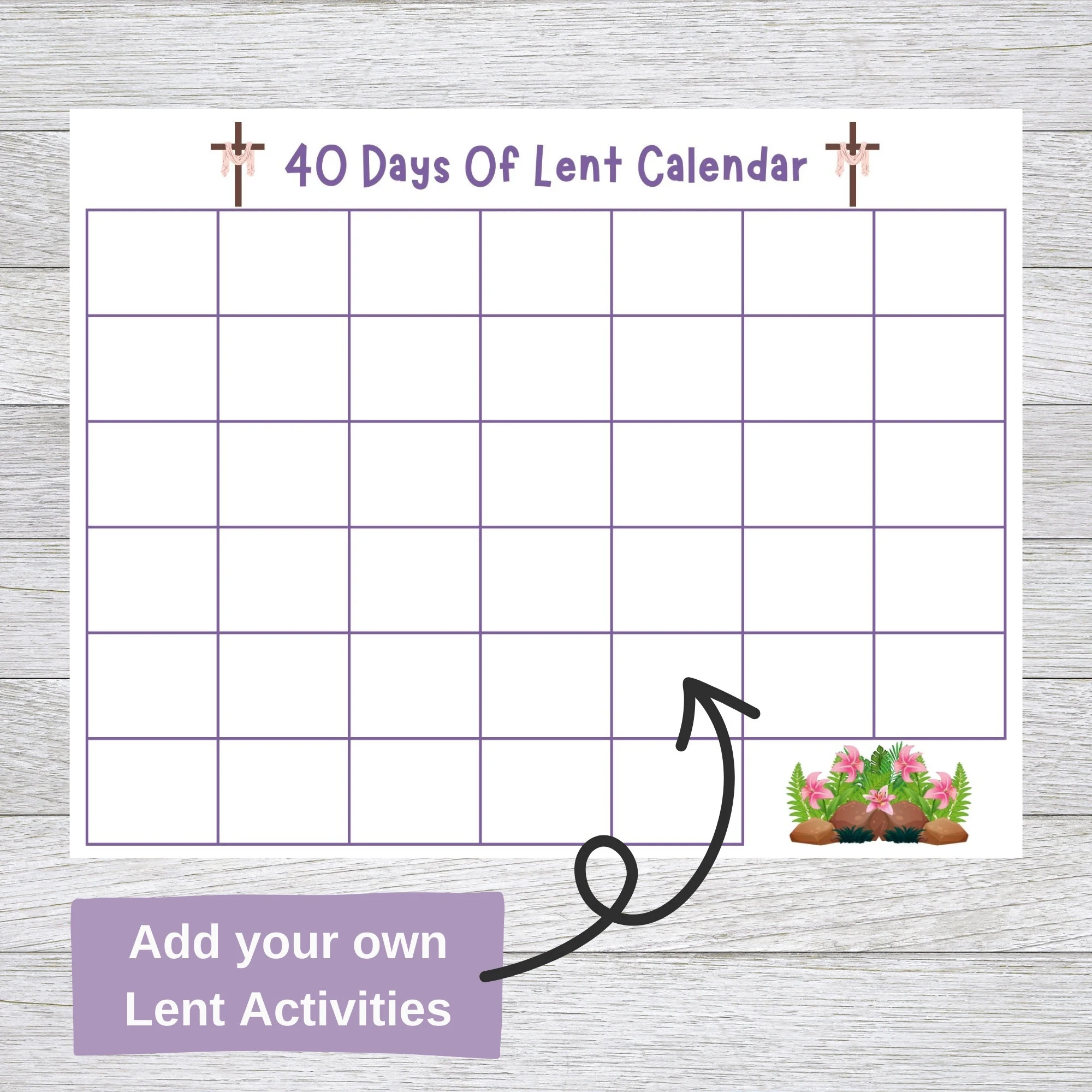 40 Days Lent Calendar For Kids Ash Wednesday Activity printable 
