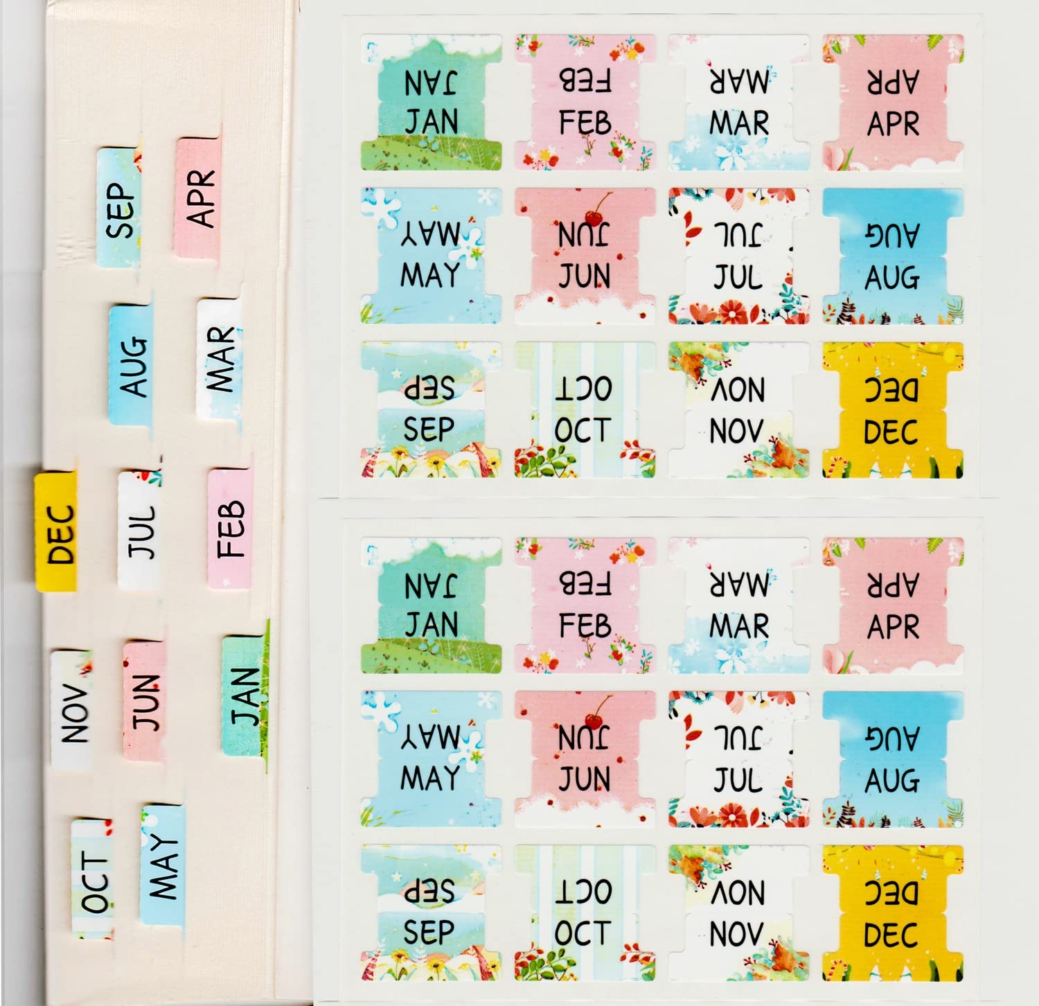 48 Pieces Planner Monthly Tabs Self Adhesive Tabs Designer 