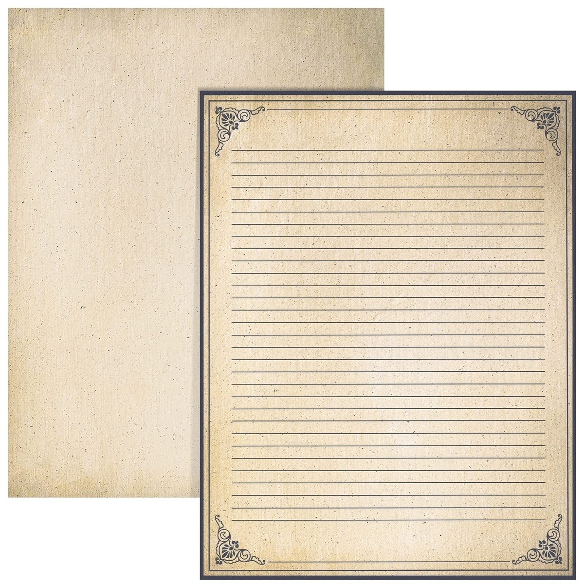 48 Sheets Vintage Lined Paper With Antique Border For Writing 