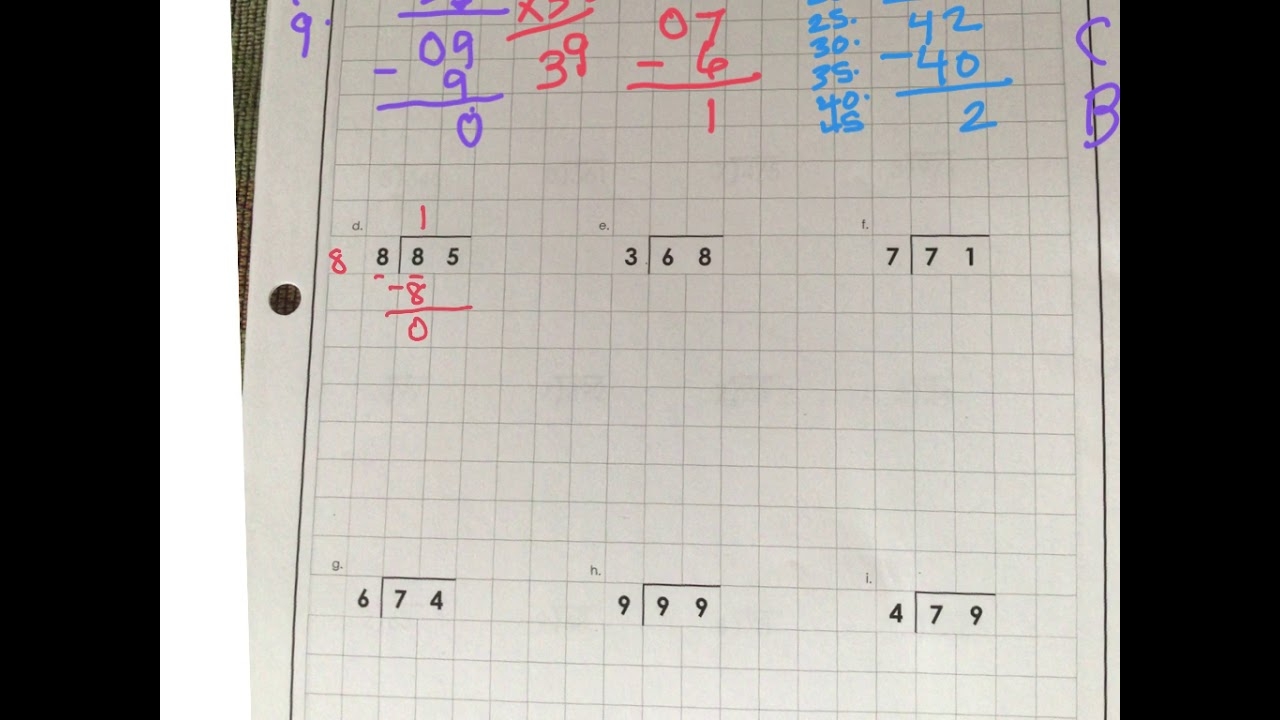 4th Math Graph Paper Divsion