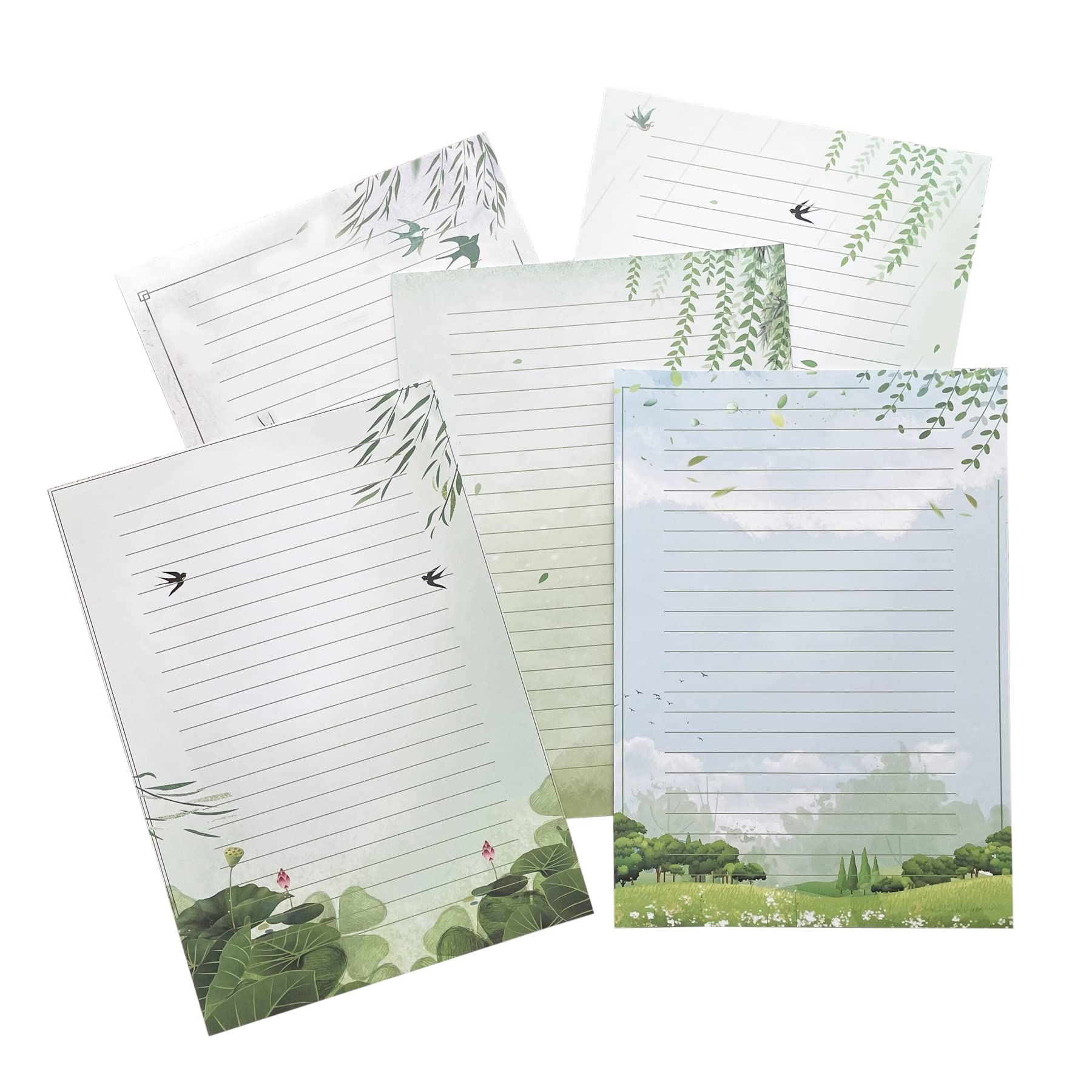 50 Lined Writing Stationery Paper Colorful Pretty Designs For 