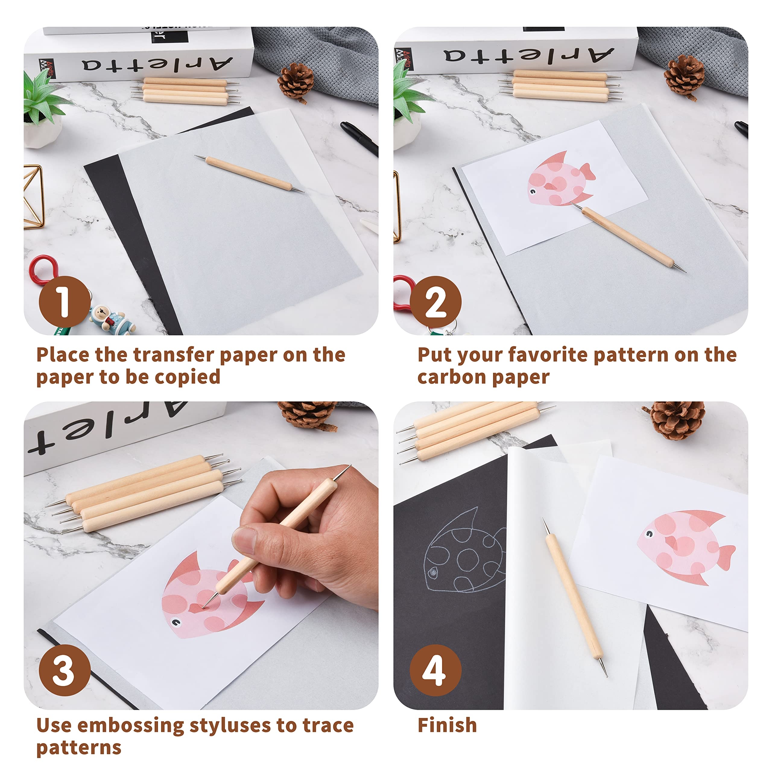 50 Sheets Carbon Paper Graphite Paper White Carbon Transfer Paper 