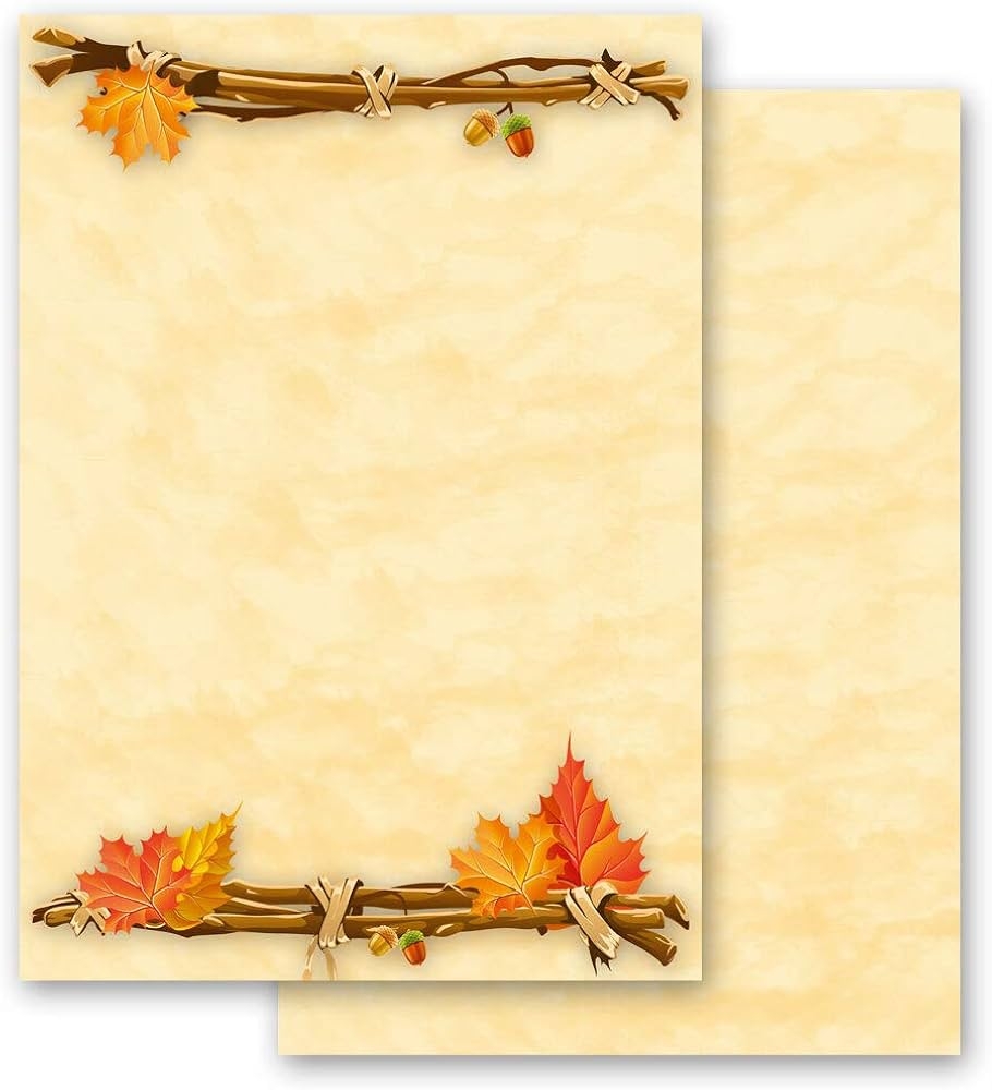50 Sheets Of Letter Paper Autumn Design Autumn Gold Seasons Autumn DIN A4 Format Paper Media Amazon de Stationery amp Office Supplies