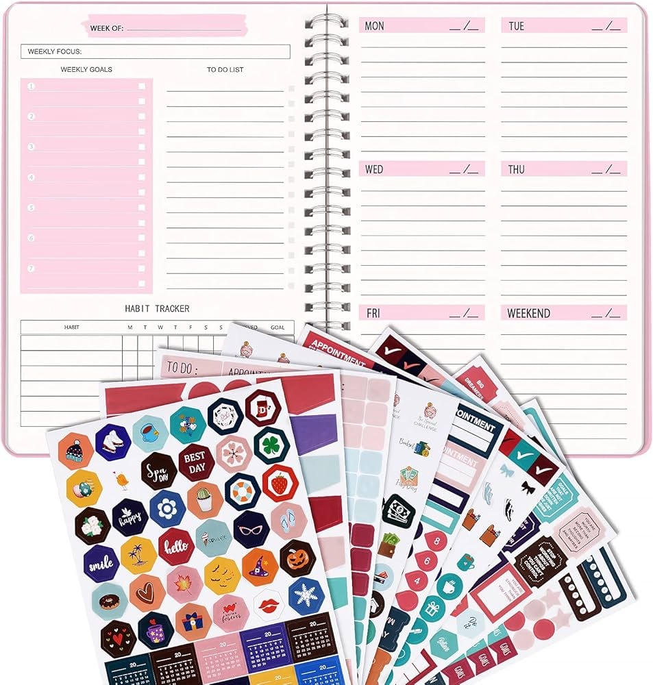 52 Sheets Weekly Planner Ring Binder Undated 52 Weeks A5 Planner 