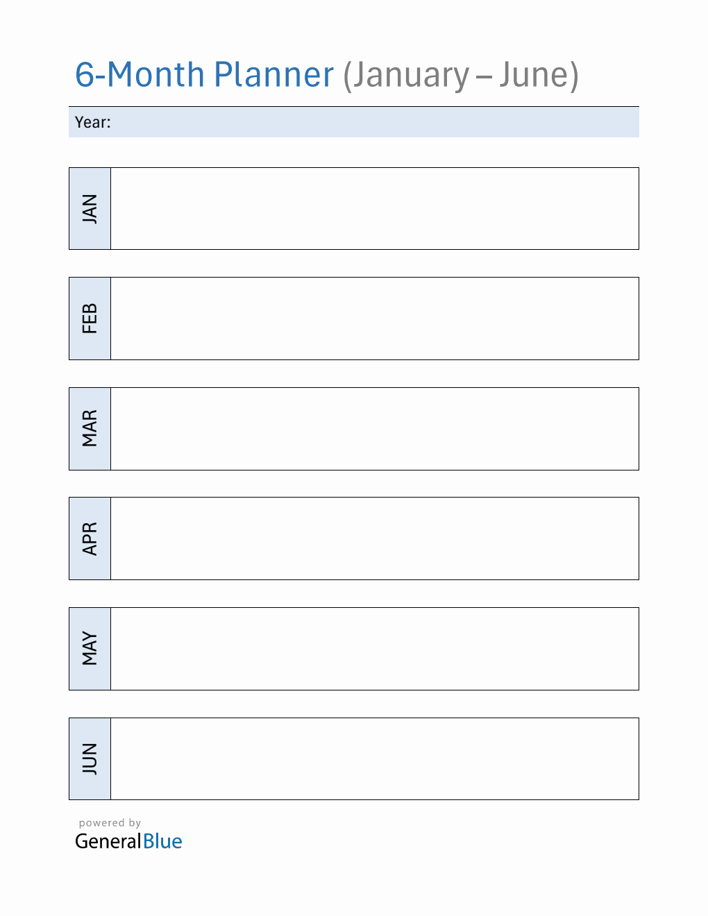 6 Month Planner Calendar Free