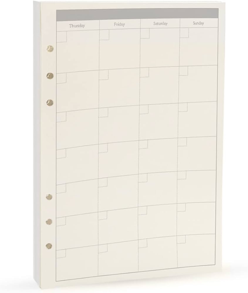 6 Ring Binder Refill Undated A5 Planner Inserts Monthly Planner Refill For Filofax Tracker Book 45sheets 90pages Harphia A5 5 59 X 
