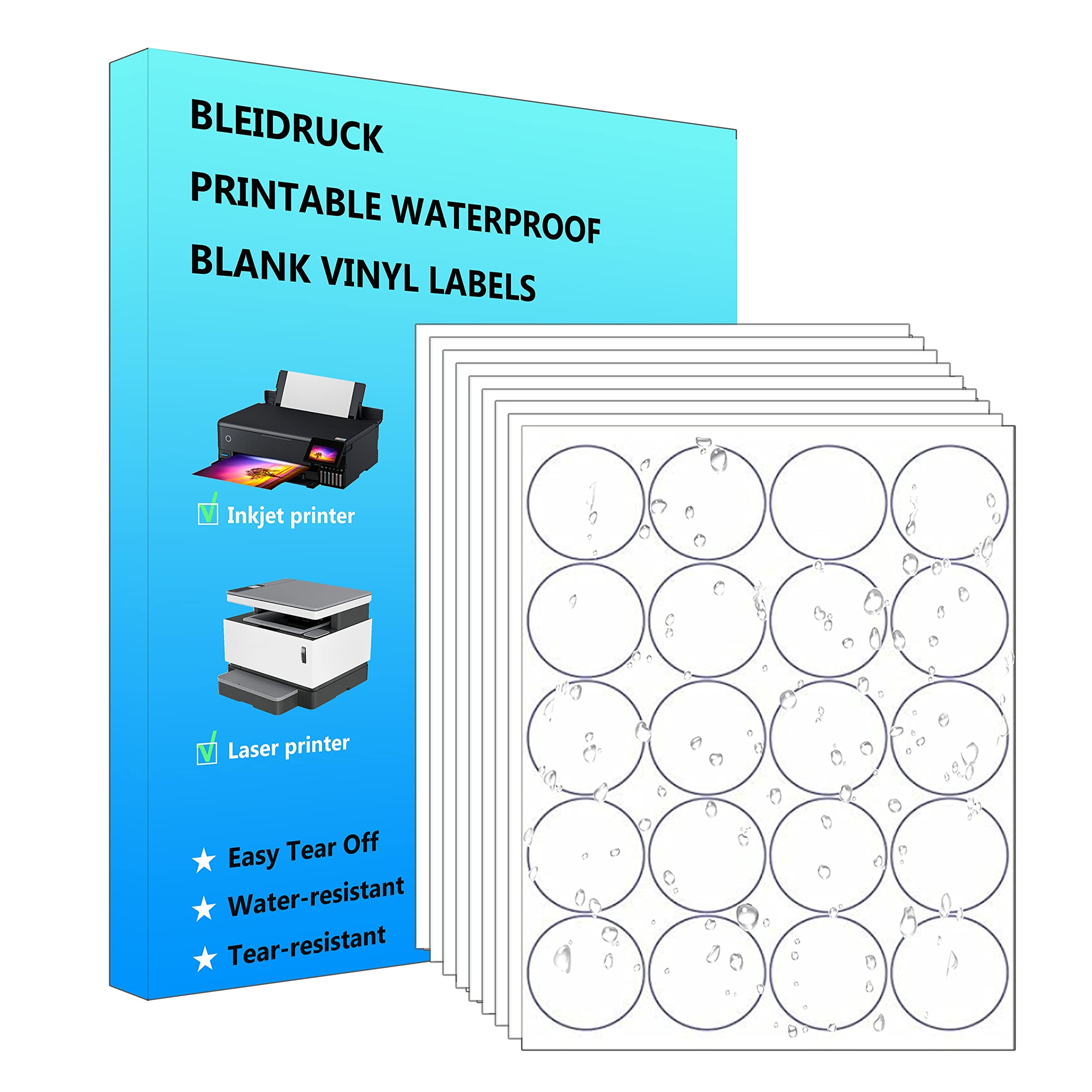 600 Circle Stickers 2 Round Labels 30 Sheets Waterproof Matte White Die Cut Vinyl Sticker Paper Dries Quickly For Inkjet Laser Printer Amazon sg 