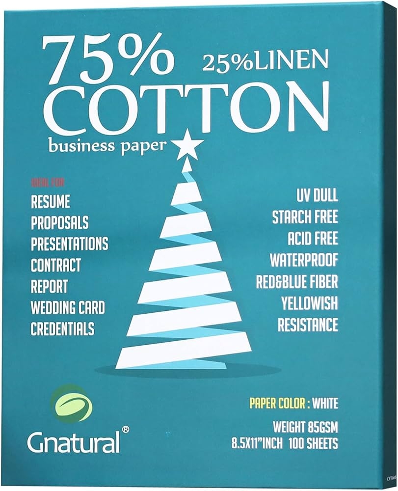 75 Cotton 25 Linen Paper 85gsm Laser Printing Paper A4 White 100 Sheets Waterproof Cotton Paper Amazon de Stationery amp Office Supplies