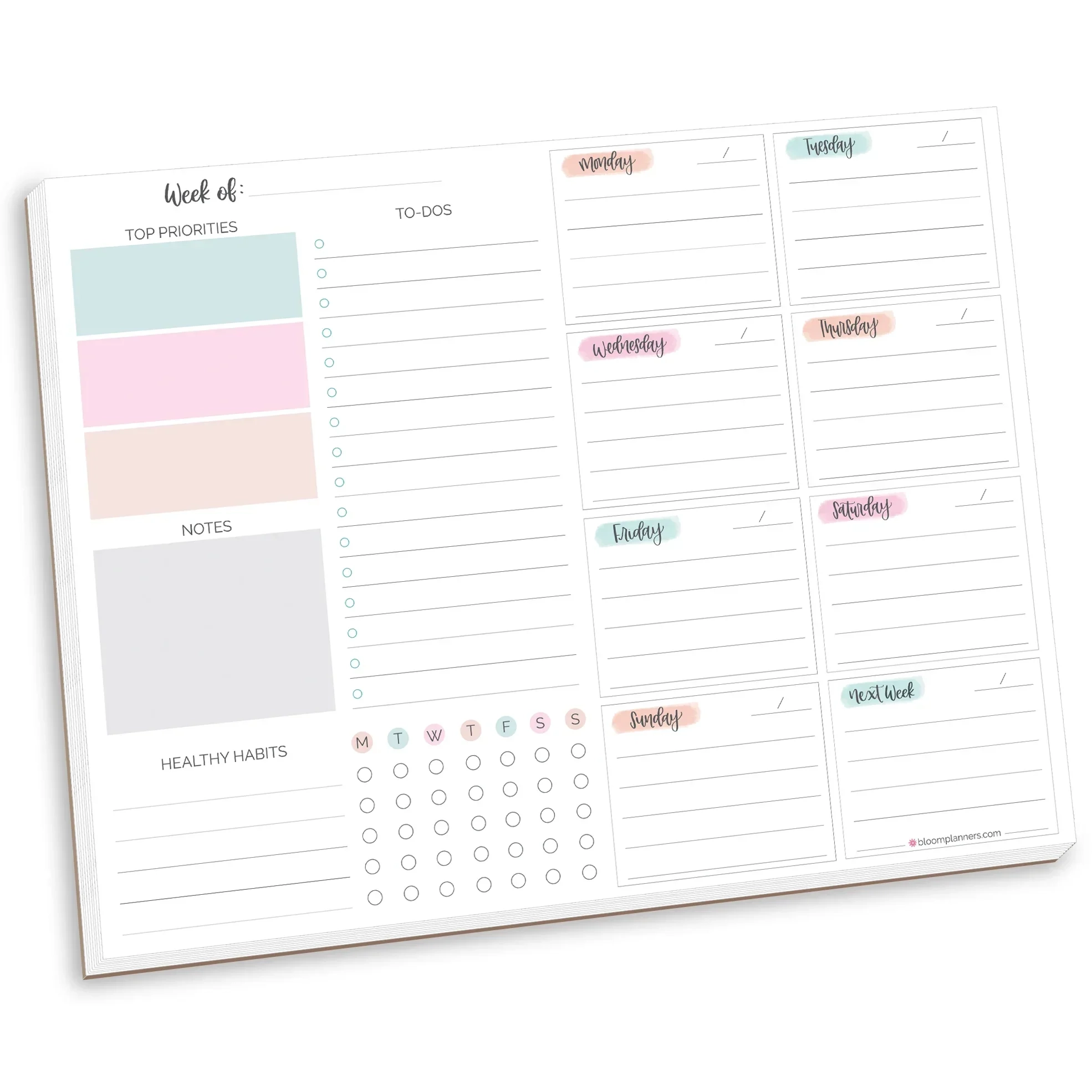 8 5 X 11 Weekly To Do List amp Planner Pad Pastel Bloom Daily 