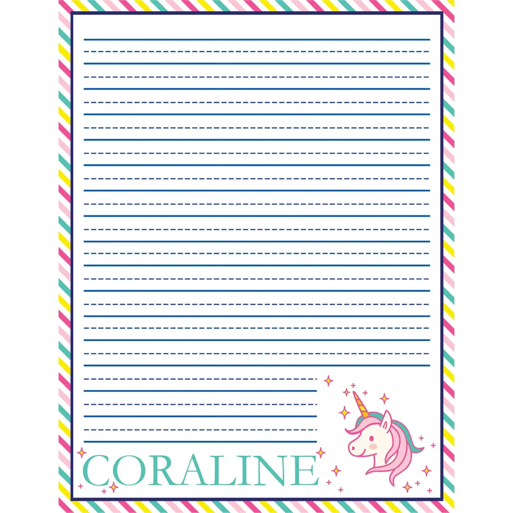 8 5x11 Unicorn Personalized Lined Notepad 50 Pages WH Hostess 