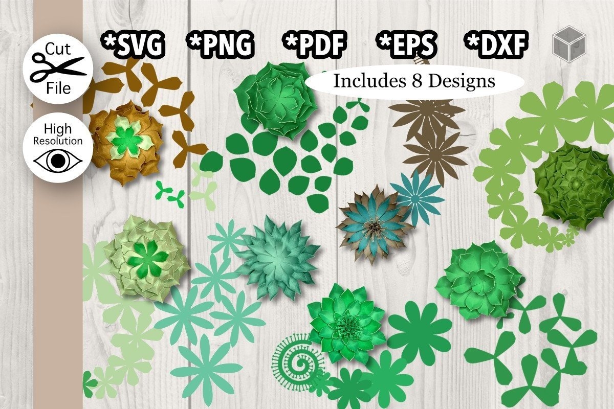 8 Layered Paper Succulents Creative Fabrica