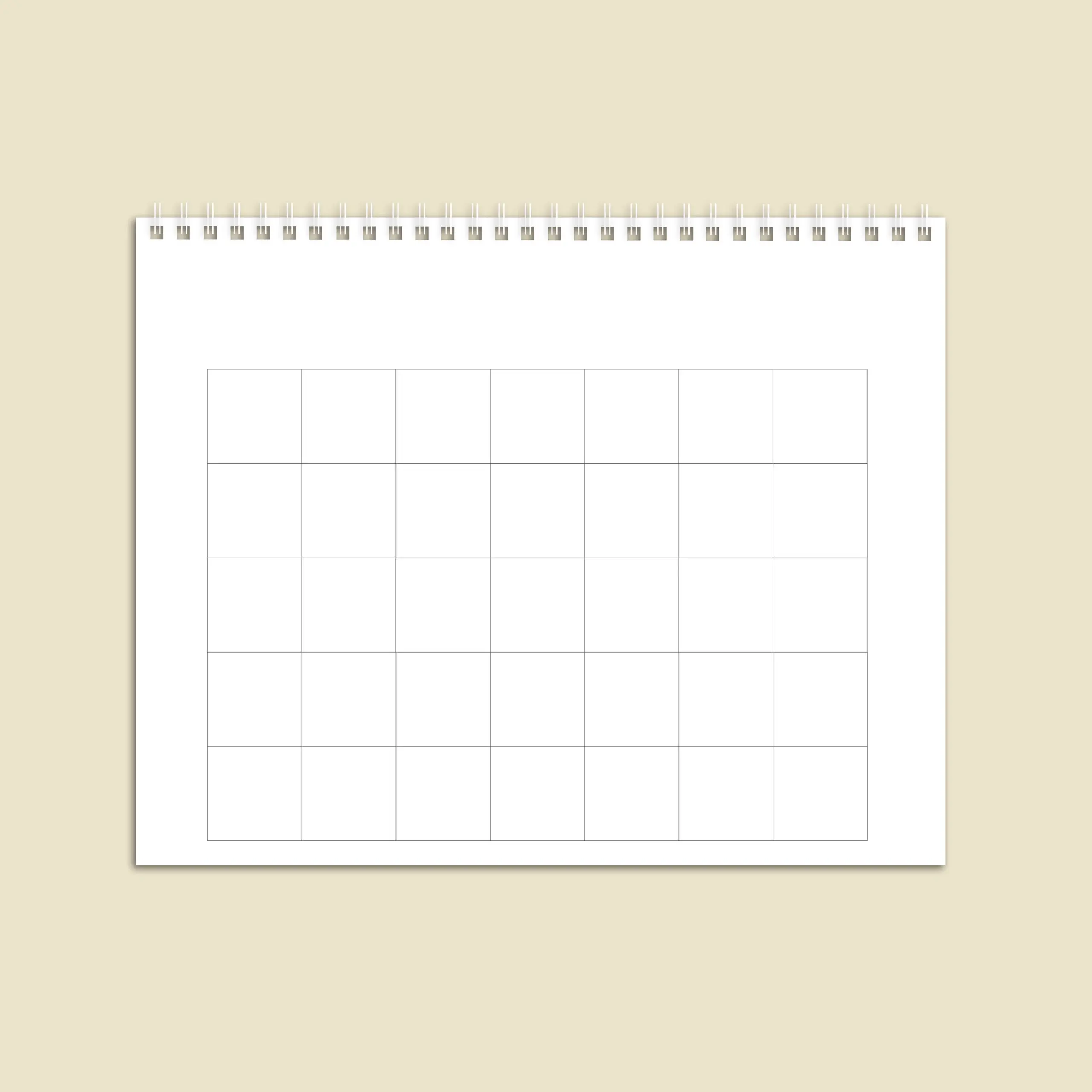 8in X 10in Blank Customizable White Calendar Simple Minimalist 