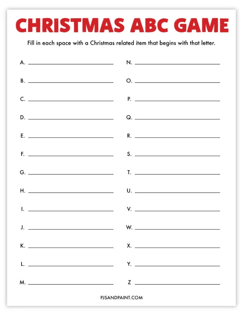 9 Free Printable Christmas Party Games For Families Pjs And Paint