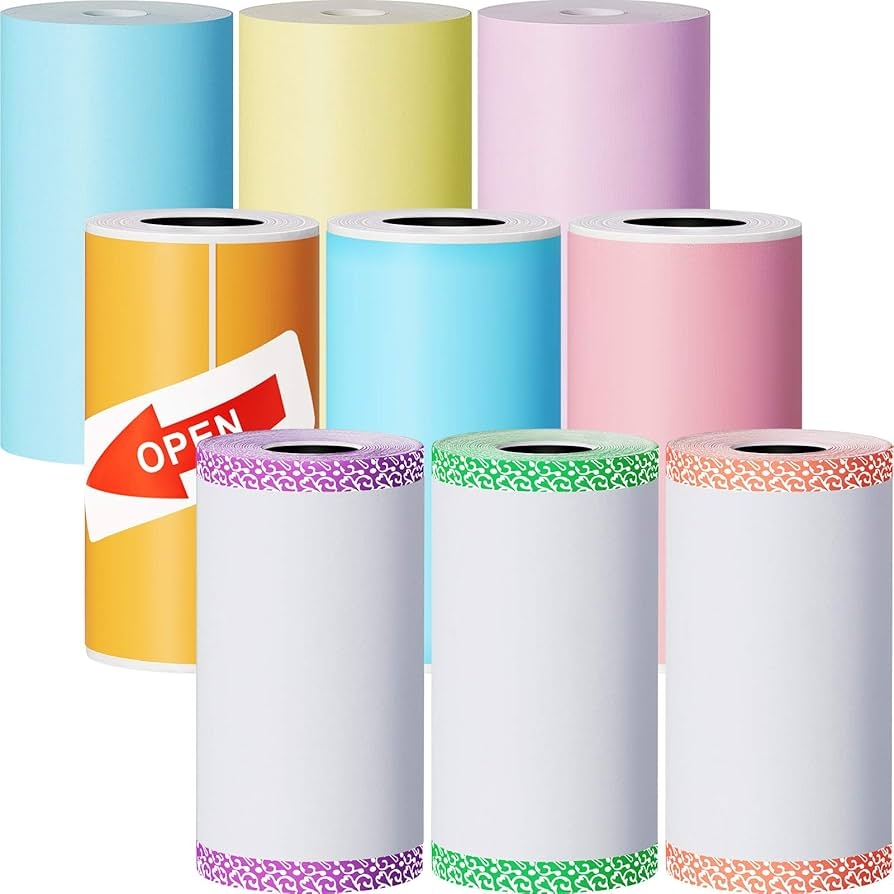 9 Rolls Thermal Printer Paper Mini Printer Paper Roll Self 