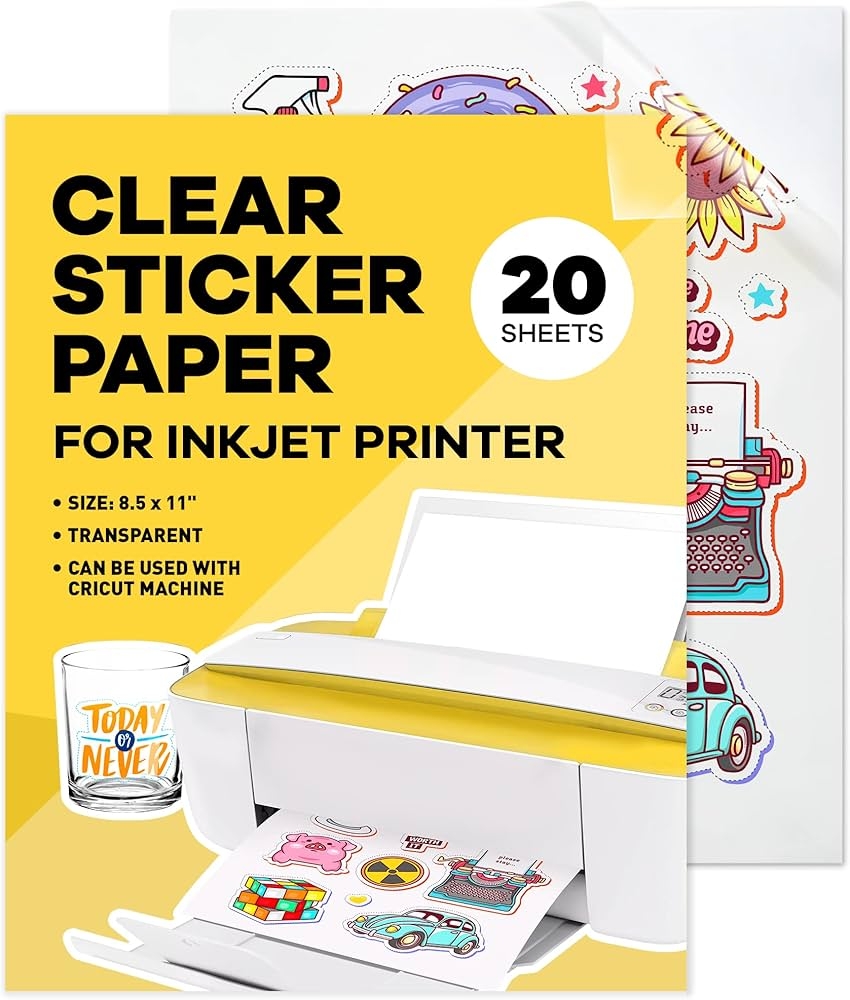 90 Clear Inkjet Sticker Paper 20 Sheets 8 5 X 11 Letter 