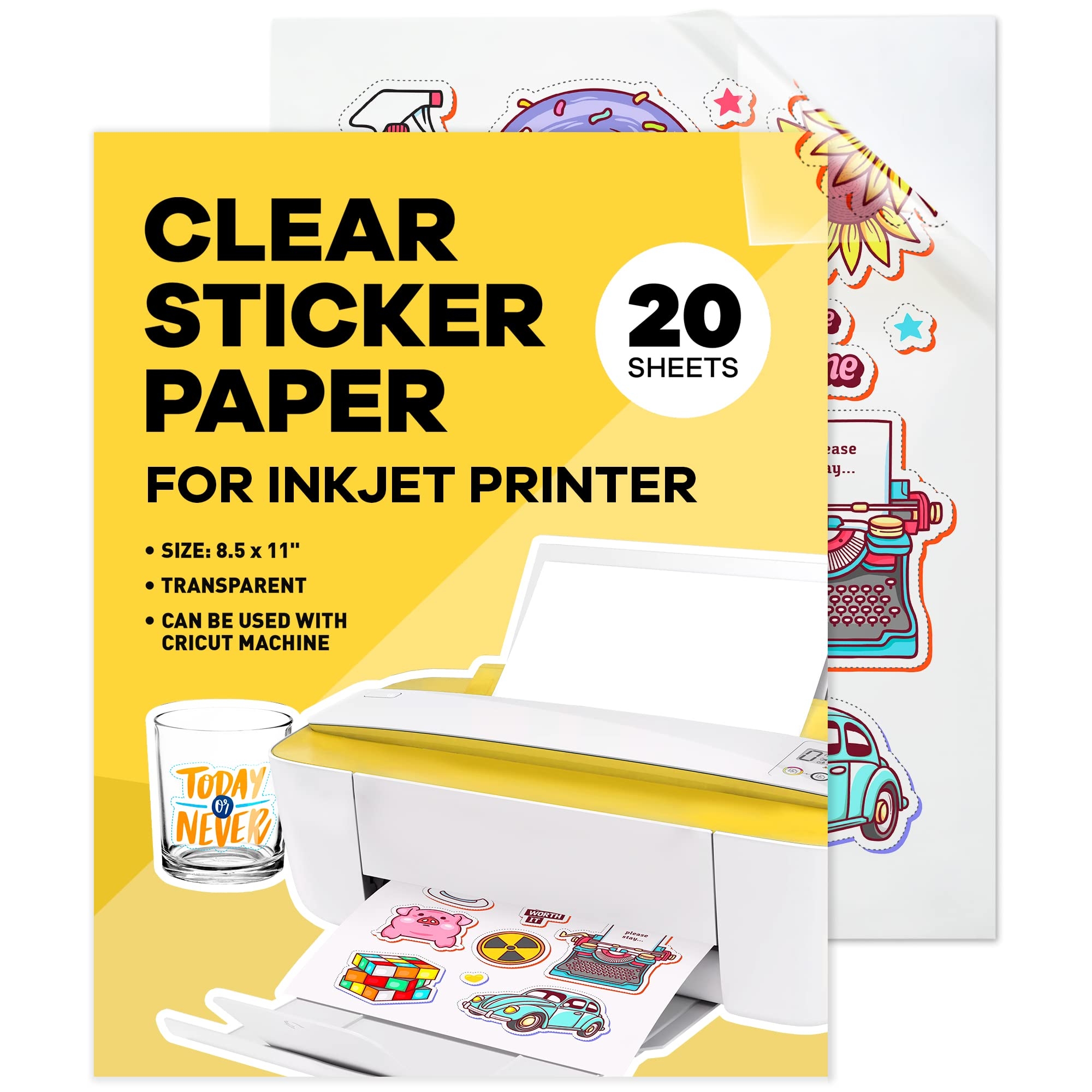 90 Transparent Sticker Paper For Inkjet Printer 20 Sheets 