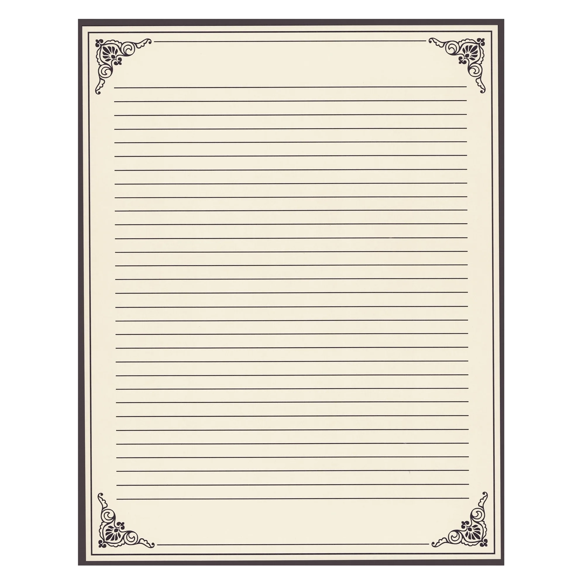 96 Sheets Fancy Vintage Lined Paper With Antique Border Design 