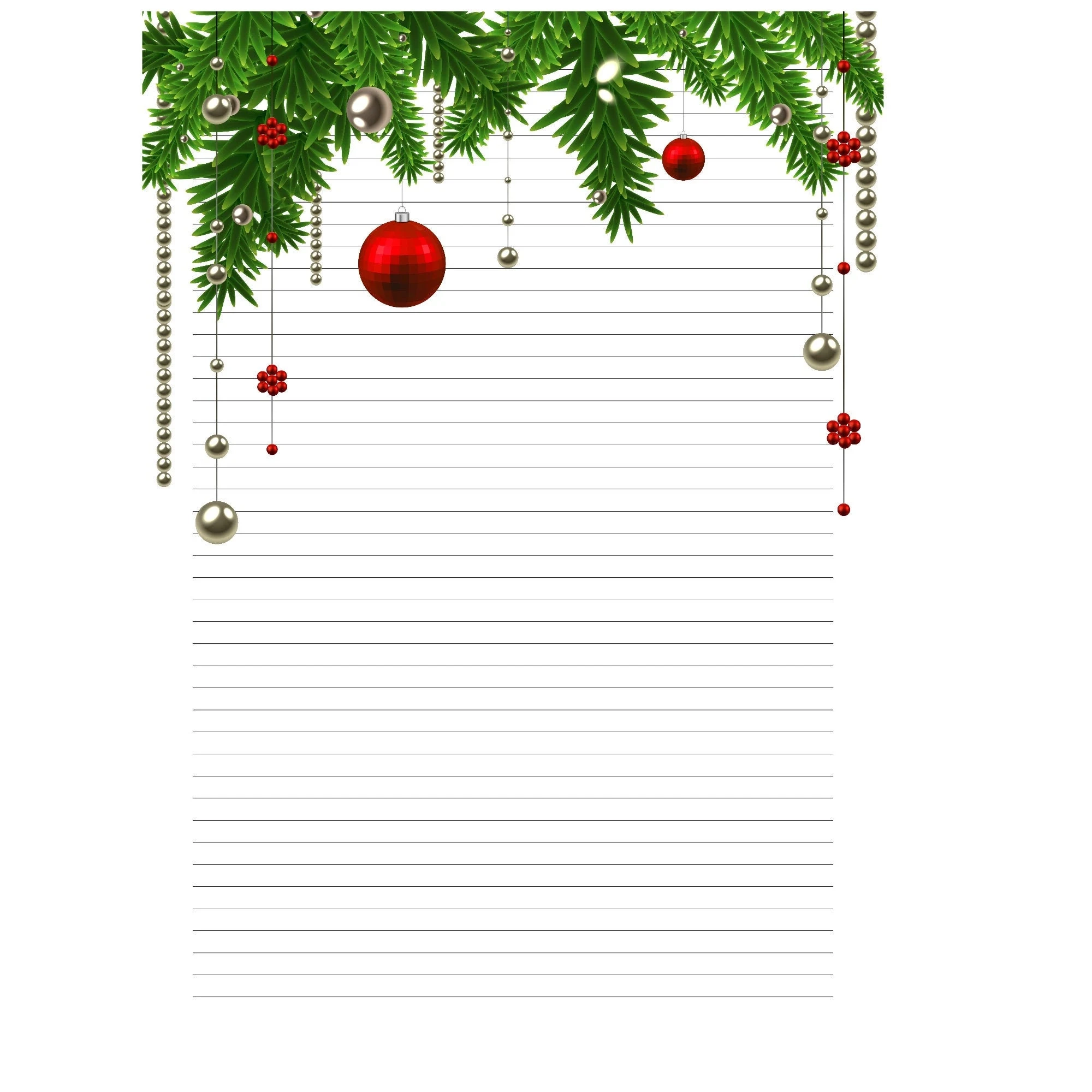 A4 Lined Printable Paper Christmas Stationery Christmas Letters 
