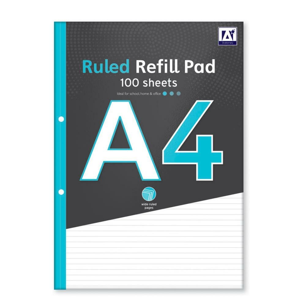 A4 Lined Refill Pad School Office 100 Sheets Notebook Notepad 