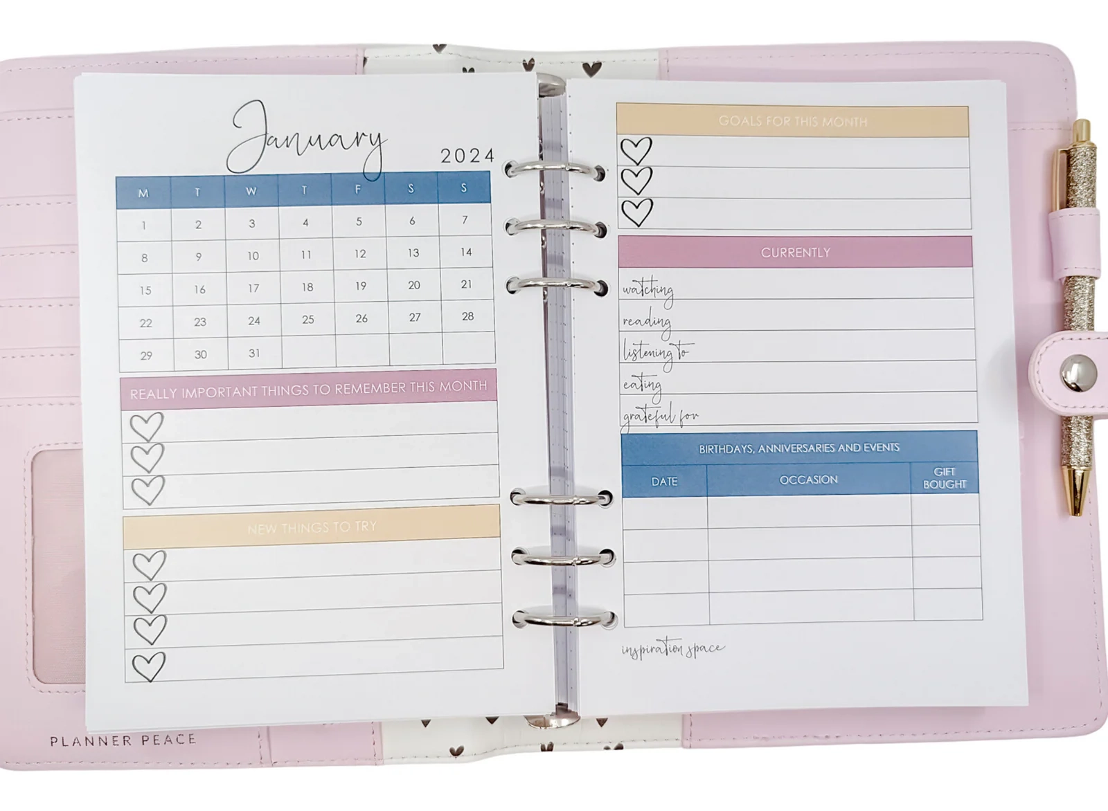 A5 Monthly Calendar With Trackers Planner Inserts For A5 Ring 
