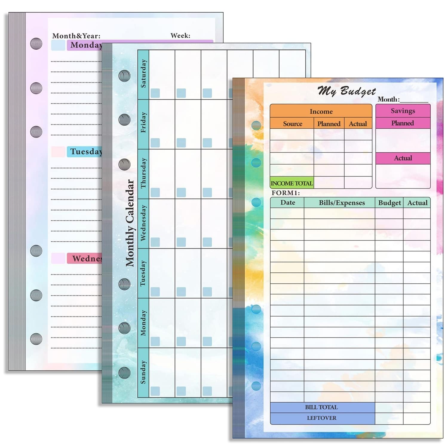 A6 Budget Planner Nachf llpackung Prefdo 82 Blatt Wochenplaner Monatskalender Einlagen 6 Loch Budget Planner F r A6 Budget Binder Cover Binder Geld 