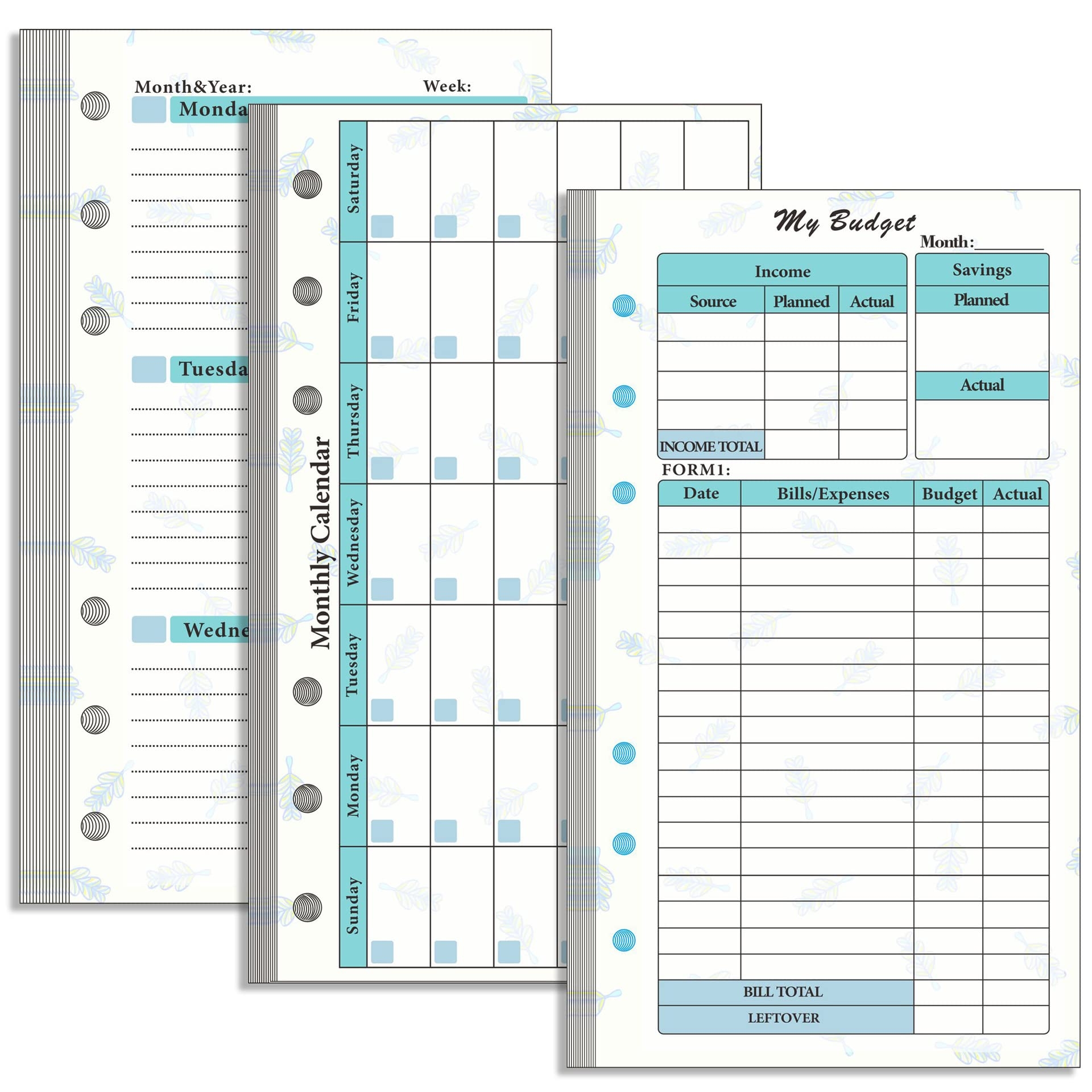A6 Budget Planner Refill Prefdo 82 Sheets Weekly Planner Monthly Calendar Inserts 6 Hole Budget Planner For A6 Budget Binder Cover Binder Money 