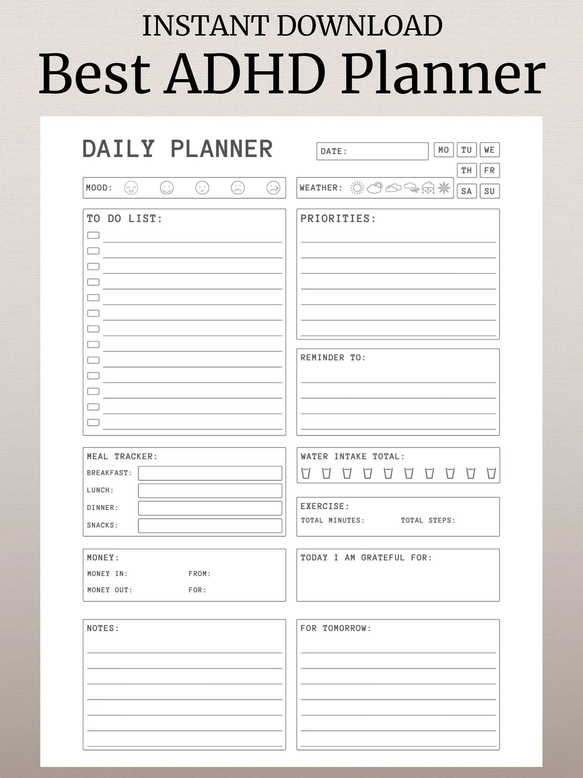 Adhd Daily Planner Etsy de