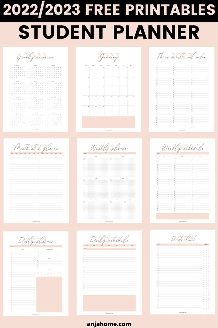 Aesthetic Student Planner With Daily Weekly Monthly Templates 