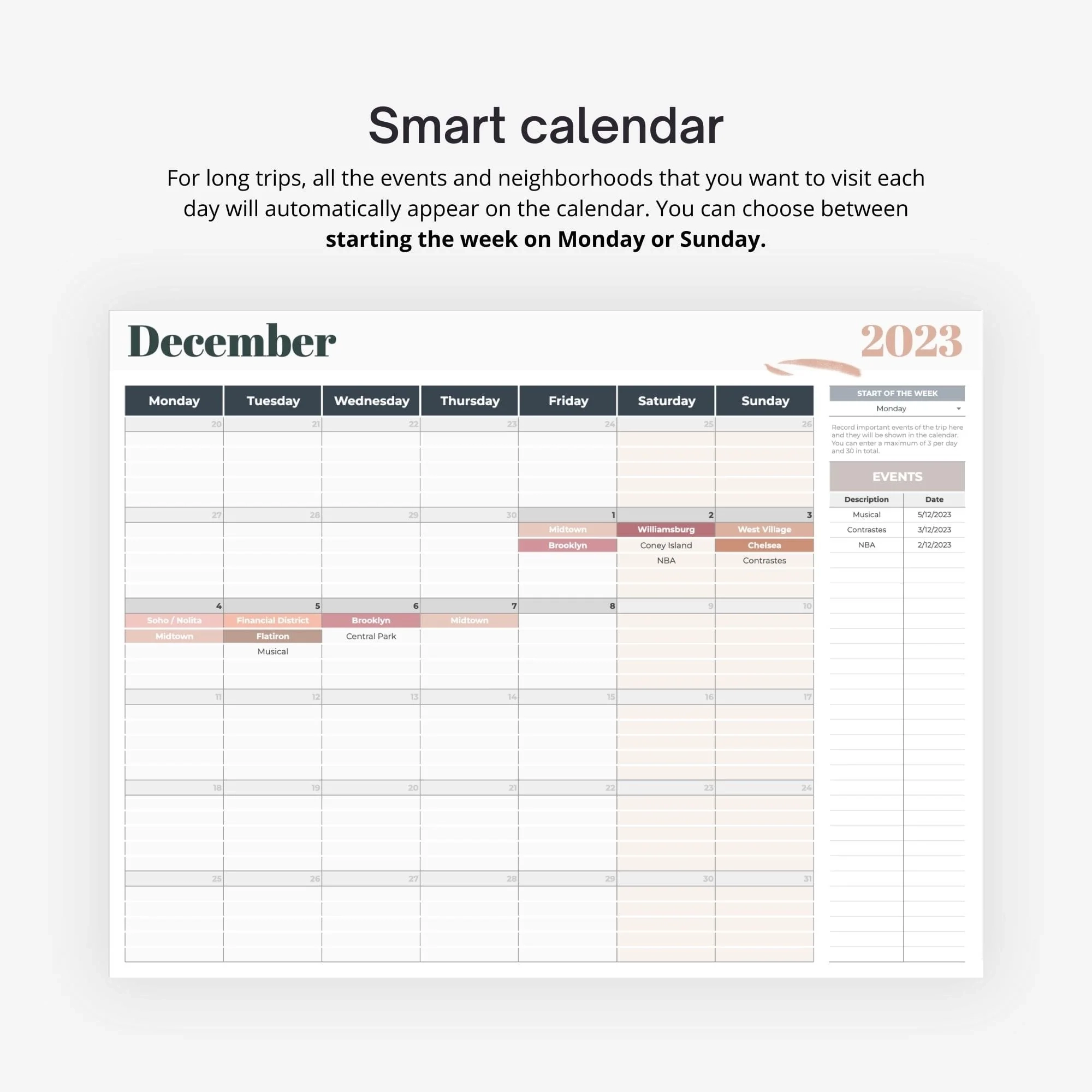 Calendar Itinerary Planner