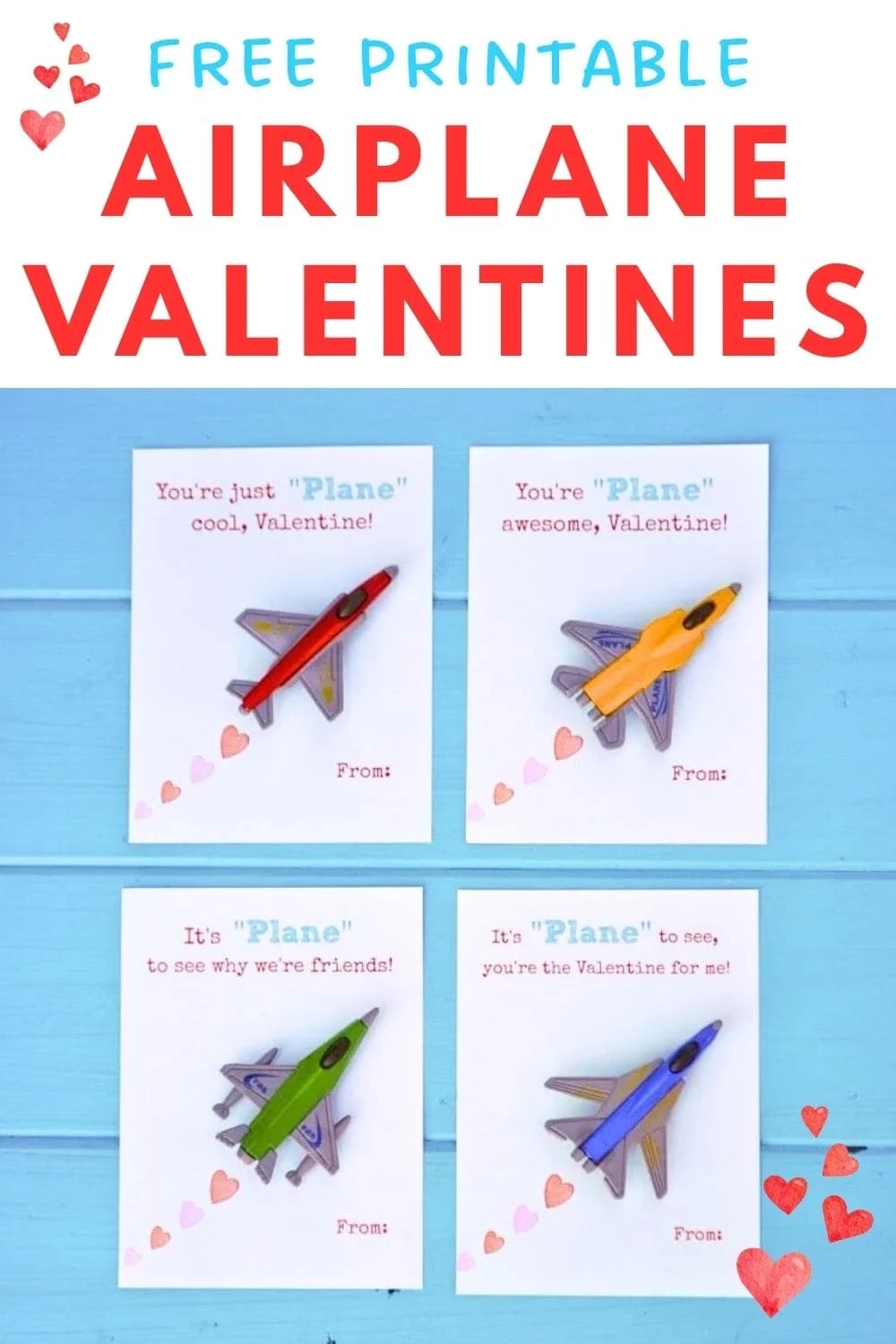 Airplane Valentines Printable FREE So Cute 