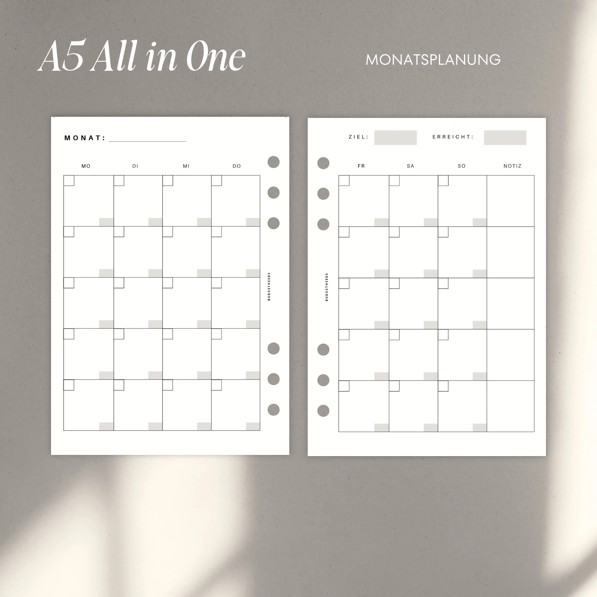 All In One Planer A5 Einlagen BUDGETNEEDS 